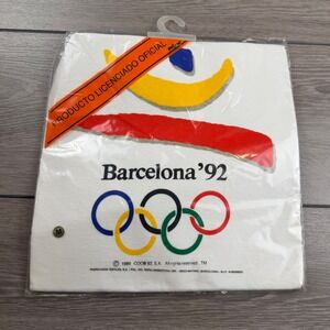 Massana Mens T-Shirt Vintage 1992 Barcelona Olympics Licensed White Medium
